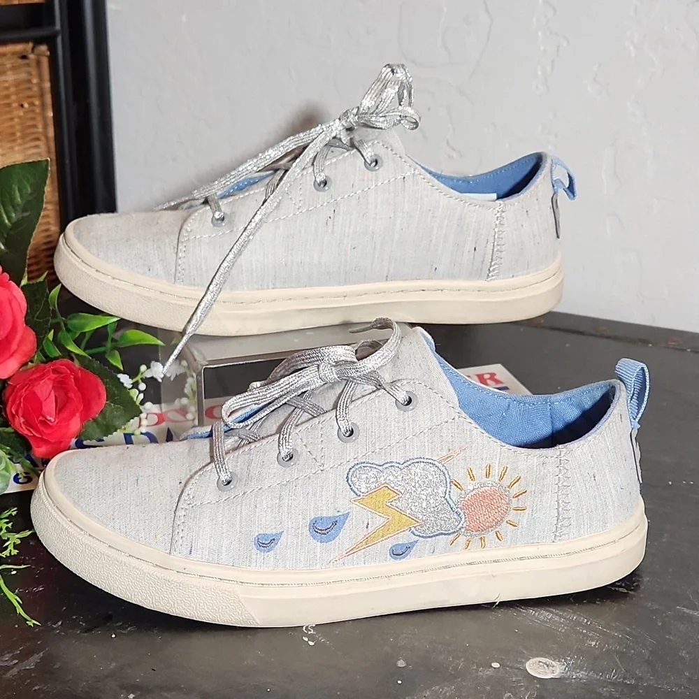 TOM'S 3Y Lenny Grey Multi Speckle Drizzly Weather Lace Up Shoes